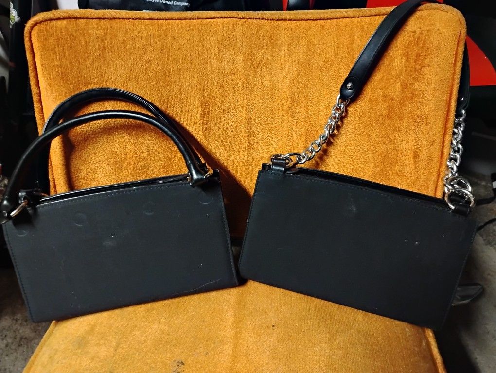 Two New Matching 11" Black Miche Classic Modern Handbags