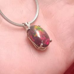 Black Fire Opal Necklace 