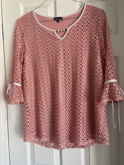 Olivia Blu Pink Lace Bell Sleeve Top