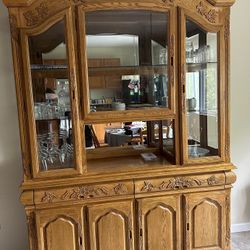 Solid Oak Kitchen Hutch/Buffet