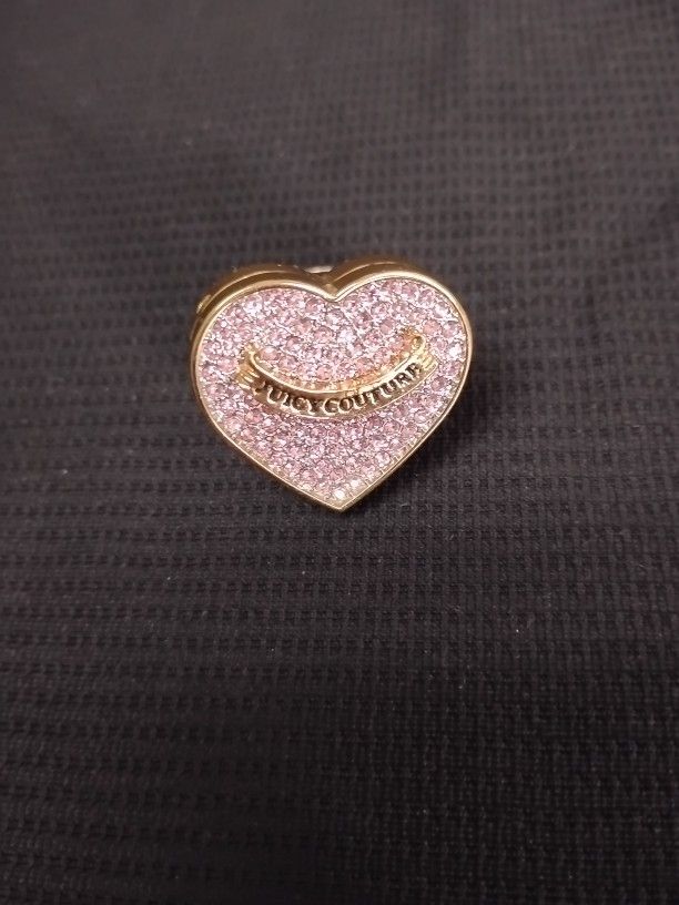 Beautiful Juicy Couture Golden Ring Lip Gloss Mirror Pink Pave Heart Size 7