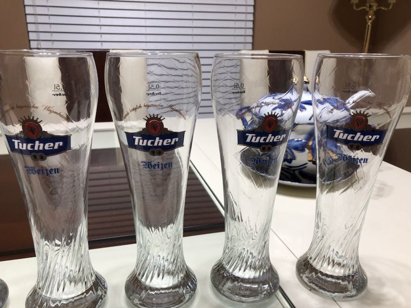 box of NEW beer glasses TUCHER WEIZEN