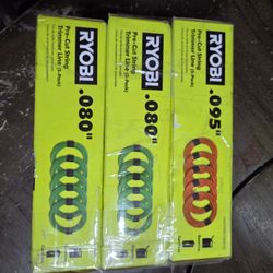 Lot of 3 RYOBI Pre-Cut String Trimmer Line Packs (.080" & .095")