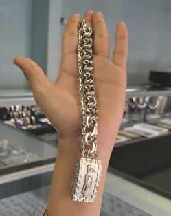 ✨🇺🇸️4th of July Weekend Specials 2026🇺🇸✨️ 8' 925 custom made santa muerte chino link Bracelet