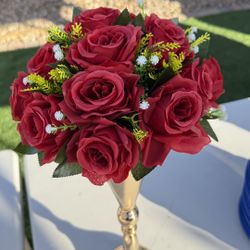 BLOSMON 10 Pcs Crimson Red Rose Flower Balls (9.5”)