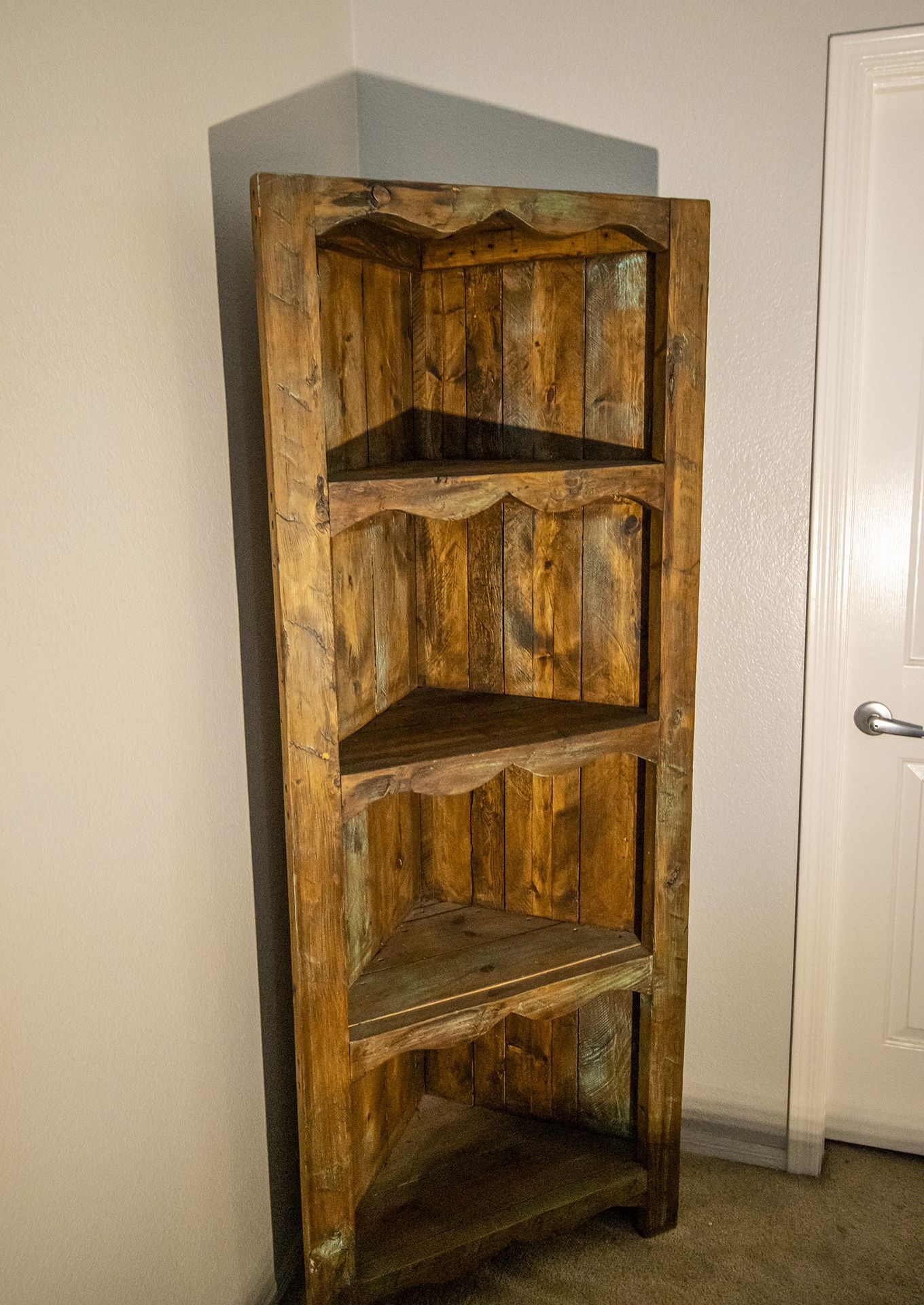 Beautiful Rustic Corner Shelf Made From Reclaimed Wood