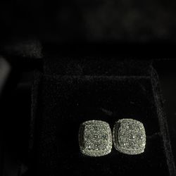 Sqaure Ice Drops moissanite men’s earrings 925 silver