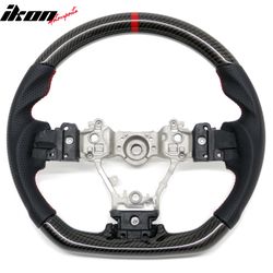 Fits 2013–2014 Subaru Legacy Carbon Fiber Steering Wheel W/Red Stitching & Indicator