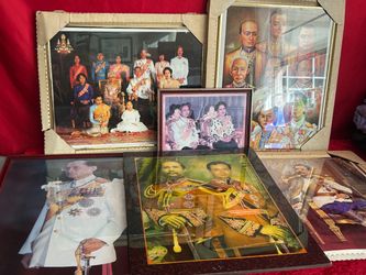 Lot of 6 Framed Thai Royal Family Chakri Dynasty Portraits up to 24” dimensions