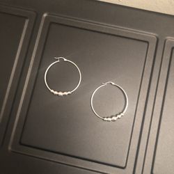 Sterling Silver Beaded Hoop Earrings