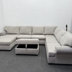 Light Gray Sectional U Couch 