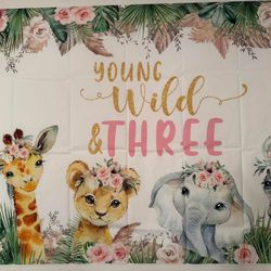 Three wild Birthday Backdrop 