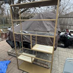 Gold metal glass bookshelf