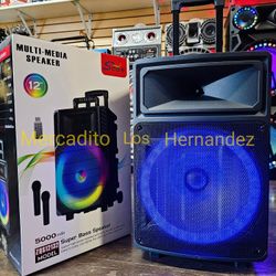 Portable Bluetooth Speaker ❗️ 12" Wokfer 🎶2 Wireless Mics INCLUDED 🎤⚡️Usb / Sd Card / Aux 🎶Party LED Lights 