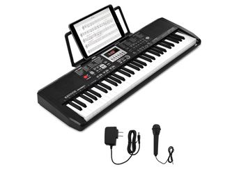 61 key electronic keyboard piano for beginners with 200 tones &rhythms microphone learning features and piano note stickers