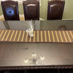 Full Dining Set With Chairs Extendable Middle And Glass Top 