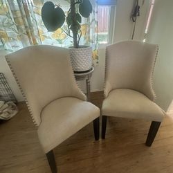 Two Cream Accent Chairs 