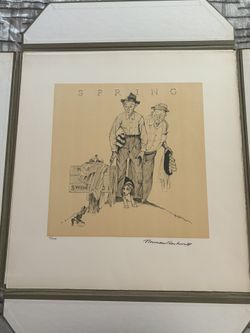 Norman Rockwell Four Seasons Suite of 4 Signed Lithographs 1974