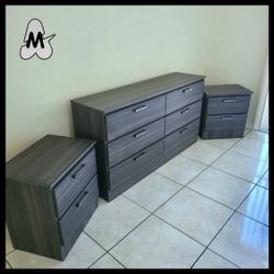 NEW DOUBLE DRESSER WITH TWO NIGHT STANDS 😊 ASSEMBLED