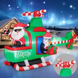 NEW-6.5 FT Santa and Penguin Flying Airplane for Xmas
