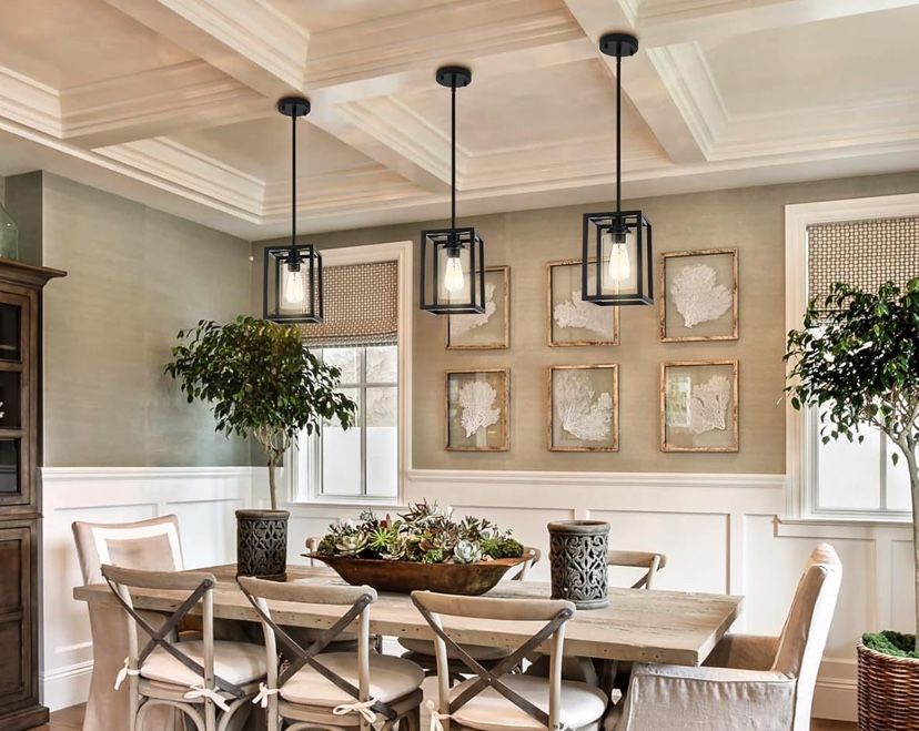 Farmhouse Cube Pendant Lights (3 Total)