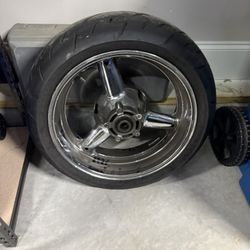 Chrome Stock size Gen 1 Hayabusa Swingarm and rear Wheel 