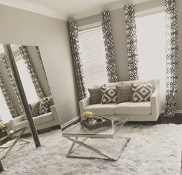 New Parker Love Seat | Chaise Coffee Table Displayed