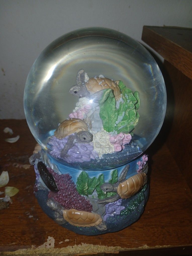 Turtle Snow Globe With Music Box