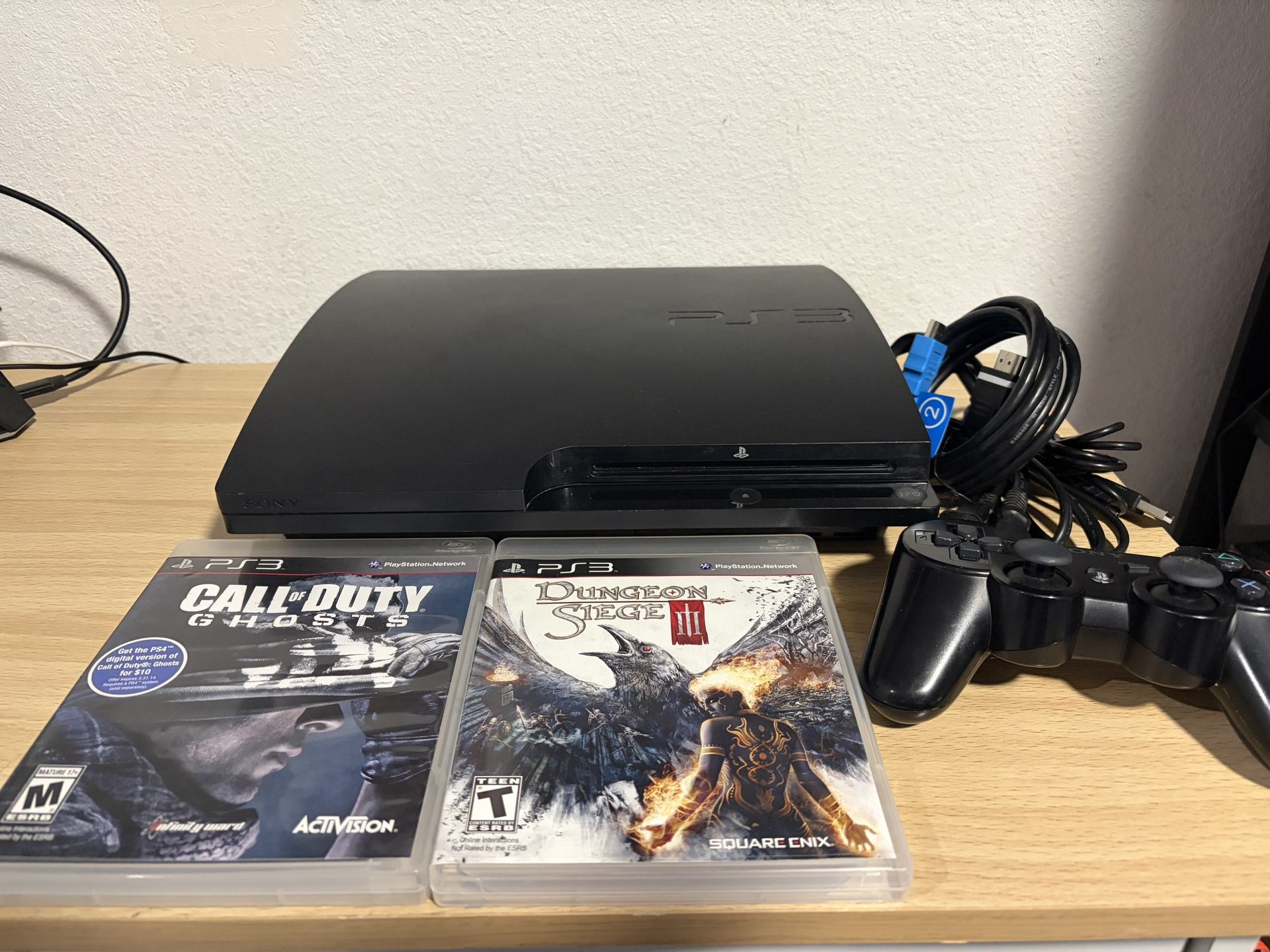 Sony PlayStation 3 PS3 Slim CECH-2501A 320GB Black W/ 2 Game Tested/Working