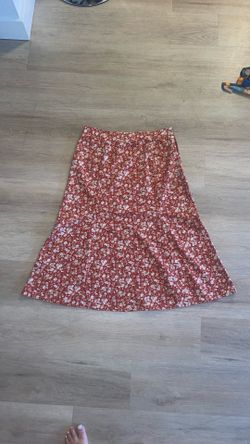 Shein orange maxi long floral skirt large