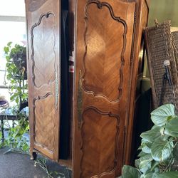 French Brass Inlay Victorian Armoire