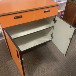Orange Cabinet With Casters