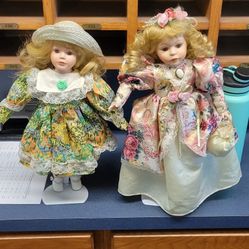 two mint condition limited edition porcelain dolls