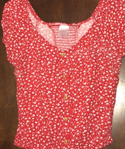 Red Floral  Off Shoulder Crop Top