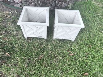 White Plastic Planters (2) only $20