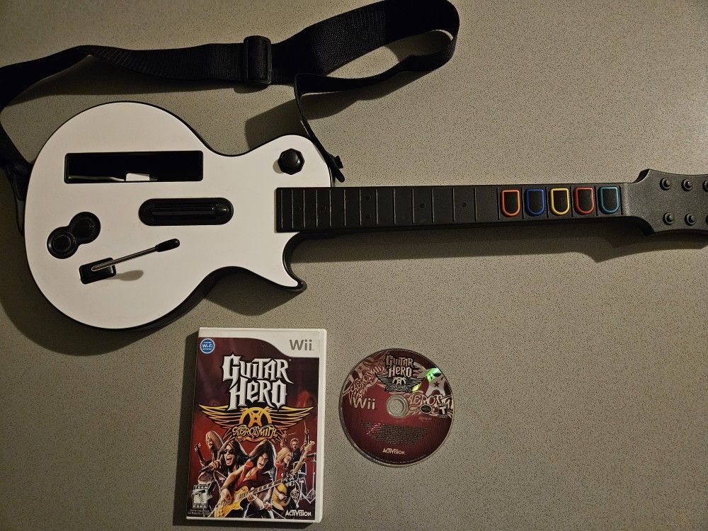 Authentic Gibson Guitar Hero Guitar For Wii & Guitar Hero Aerosmith Game