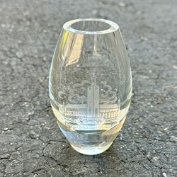 STADSHUSET City Hall STOCKHOLM Vintage Souvenir Swedish Glass Bud Vase