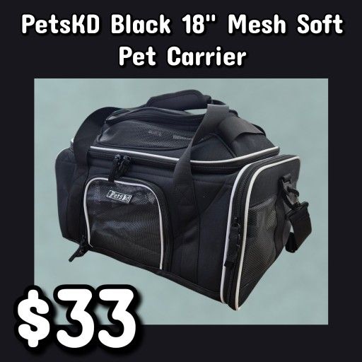NEW PetsKD Black 18" Mesh Soft Pet Carrier: njft
