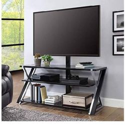 Whalen Xavier 3-in-1 TV Stand for TVs up to 70", with 3 Display Options for Flat Screens, Black with Silver Accents
