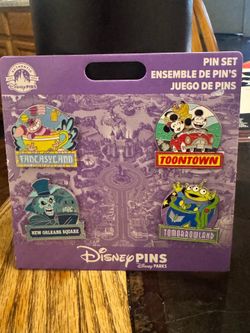 Disneyland 4 Pin Set Fantasyland Toontown New Orleans Square Tomorrowland