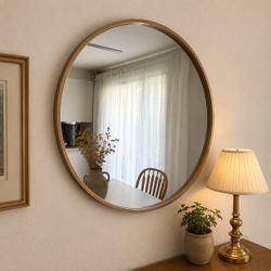 Hearth & Hand with Magnolia Round Wood Framed Wall Mirror