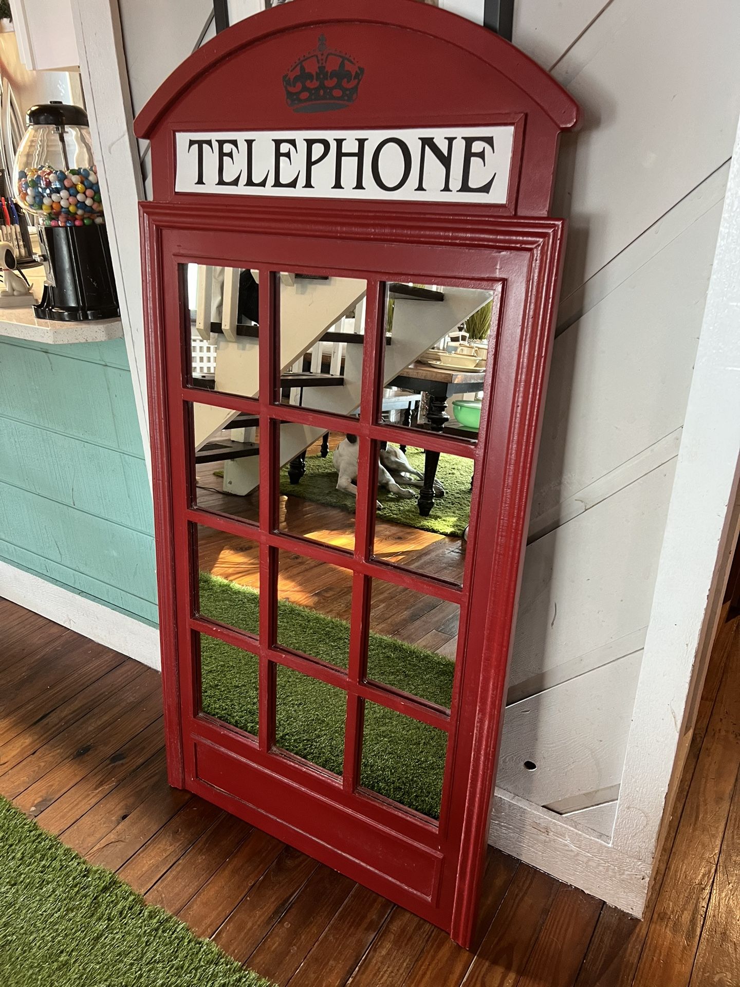 Mirror Large Red London Phone Booth Style