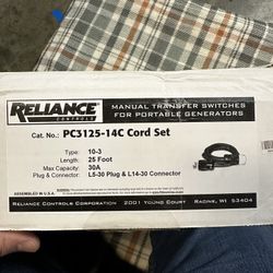 RELIANCE CONTROLS Generator Cord 25ft 30 Amps 