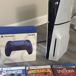 Sony PS5 Disc, Chroma Indigo Controller,  Bluetooth Headset, 3 Games