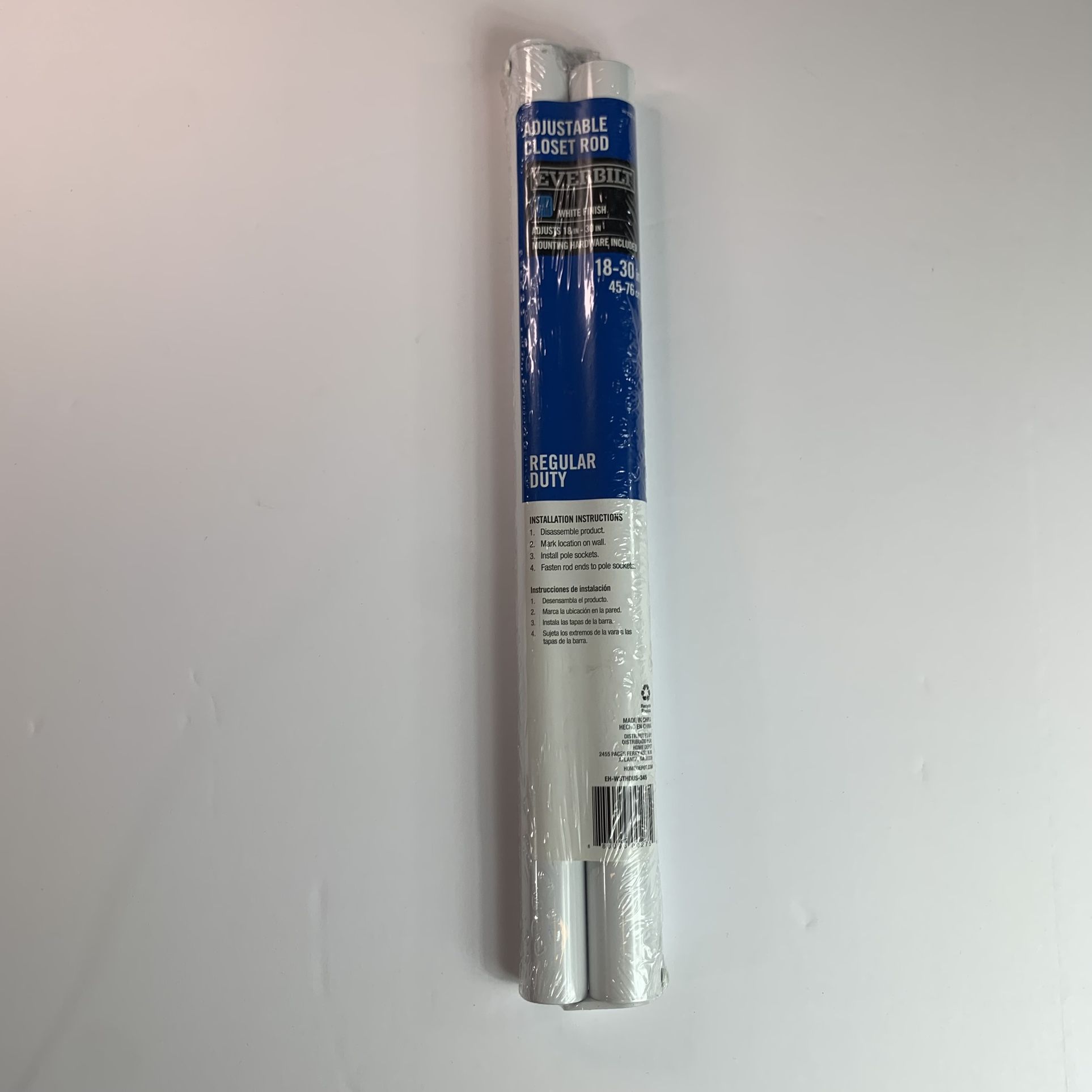 Everbilt Adjustable Closet Rod White 18in.-30in. - NEW
