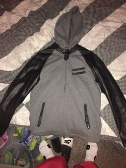 Men's leather sleeve jacket Size large