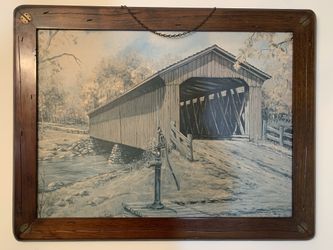 Barnwood Framed Covered  Bridge Artwork