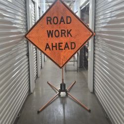 Road Work Ahead Sign & Legs
