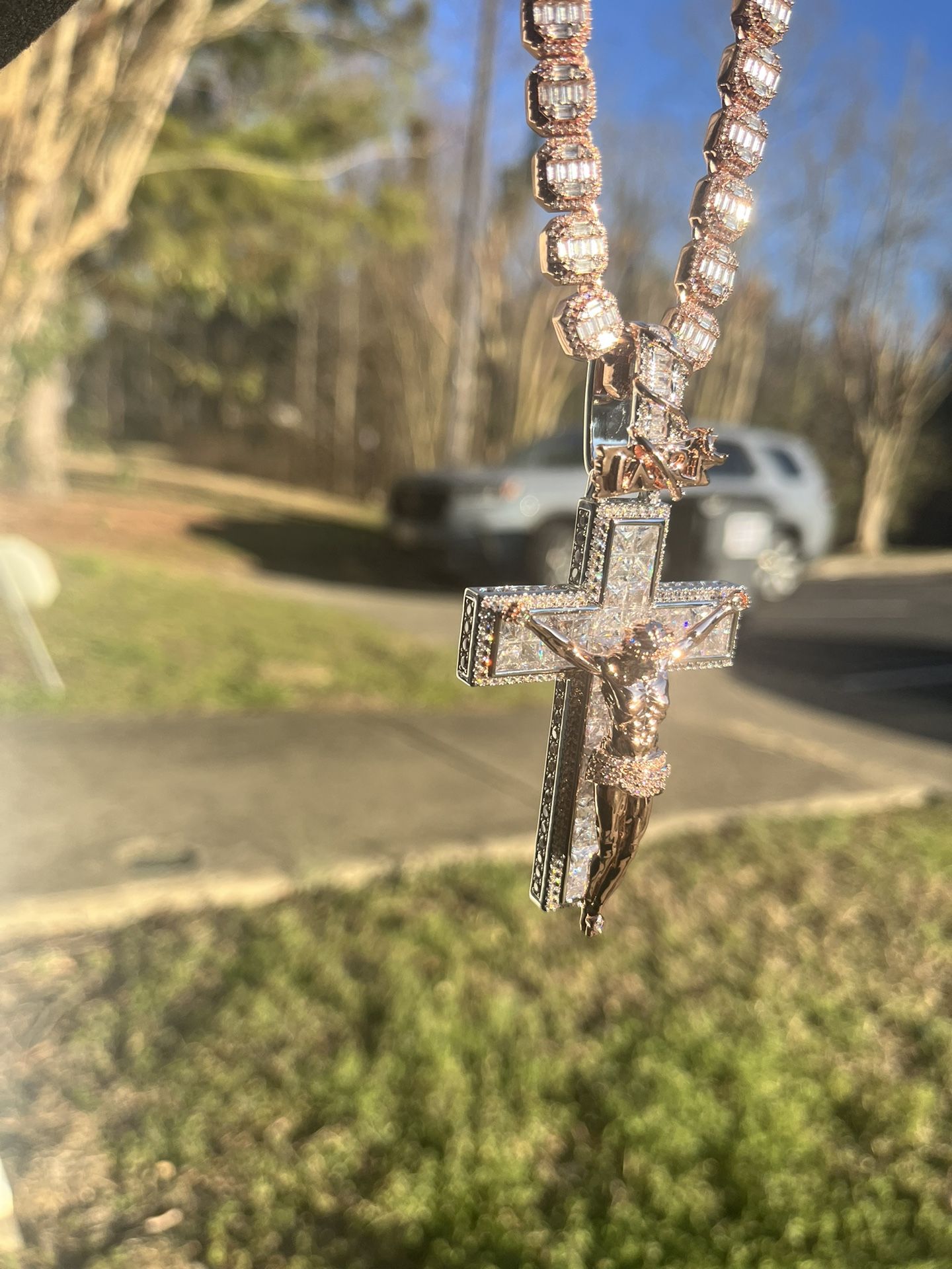 Rose gold Jesus Piece Moissanite Diamond