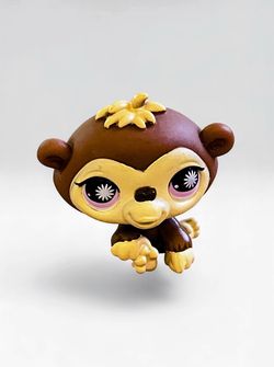Hasbro Littlest Pet Shop #835 Chimpanzee Monkey Brown Purple Eyes -